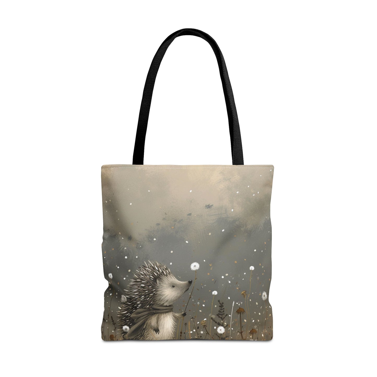 Whimsical Hedgehog Tote Bag with Dandelion Dreams - Eco-Friendly and Artistic