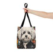 Rockstar Maltese Tote Bag, Artistic and Eco-Friendly Canvas for Dog Lovers