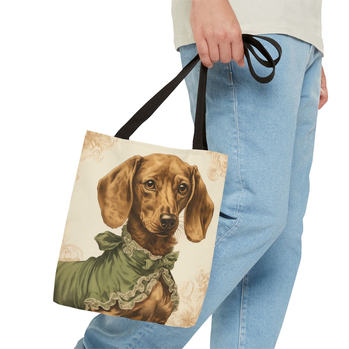 Regal Dachshund Canvas Tote Bag, Elegant Dog Lover Gift, Vintage Art Style