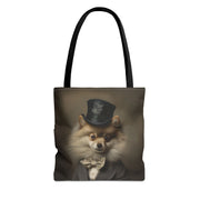 Refined Pomeranian Gentleman Tote Bag, Vintage Dog Lover Gift