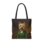 Yorkie Elegance: Vintage Green Yorkshire Terrier Tote Bag