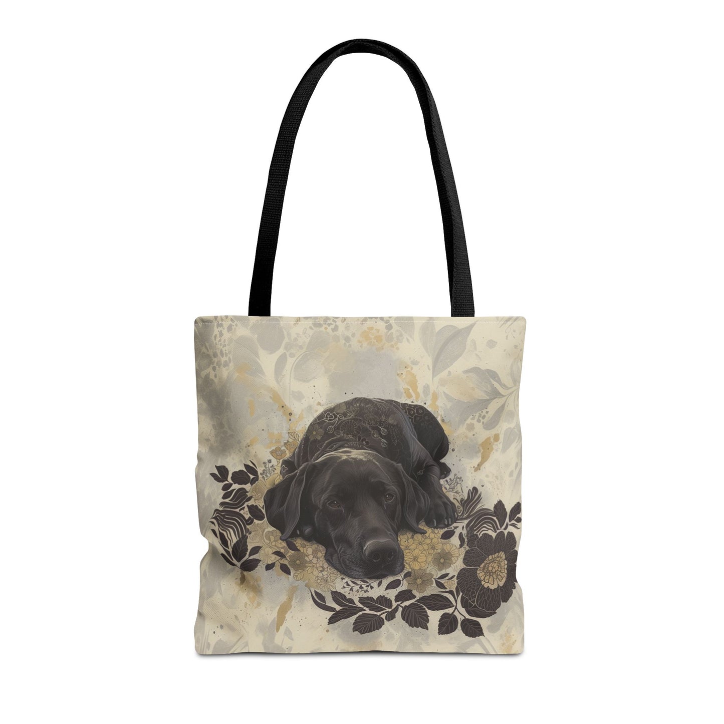 Elegant Labrador Canvas Tote Bag, Artistic Floral Design for Dog Lovers