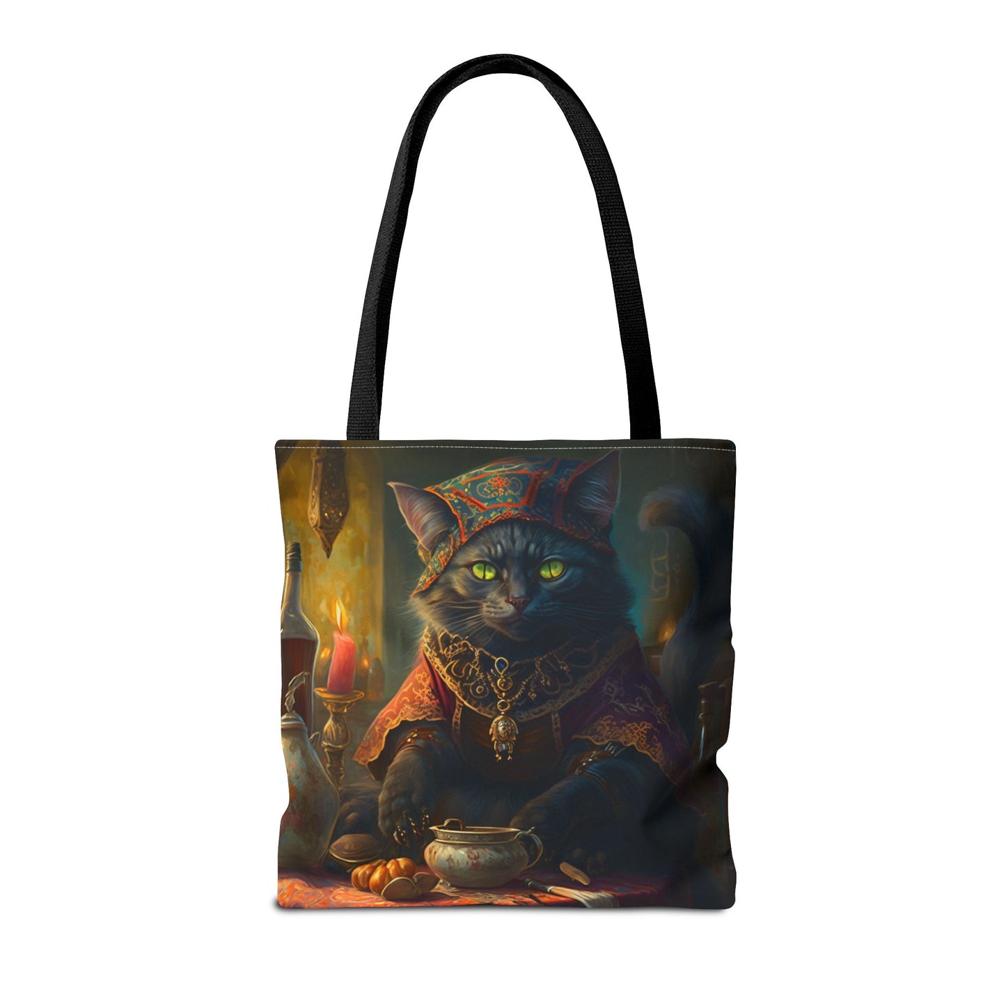 Mystic Black Cat Enchanted Tote Bag, Artistic Eco-Friendly Gift for Cat Lovers