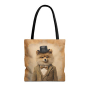 Sophisticated Pomeranian Tote Bag, Canvas Market Tote for Dog Lovers