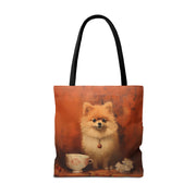 Pomeranian Elegance Tote Bag, Eco-Friendly Canvas with Artistic Charm