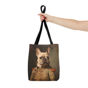 Regal French Bulldog Canvas Tote Bag, Vintage-Style Dog Lover Gift