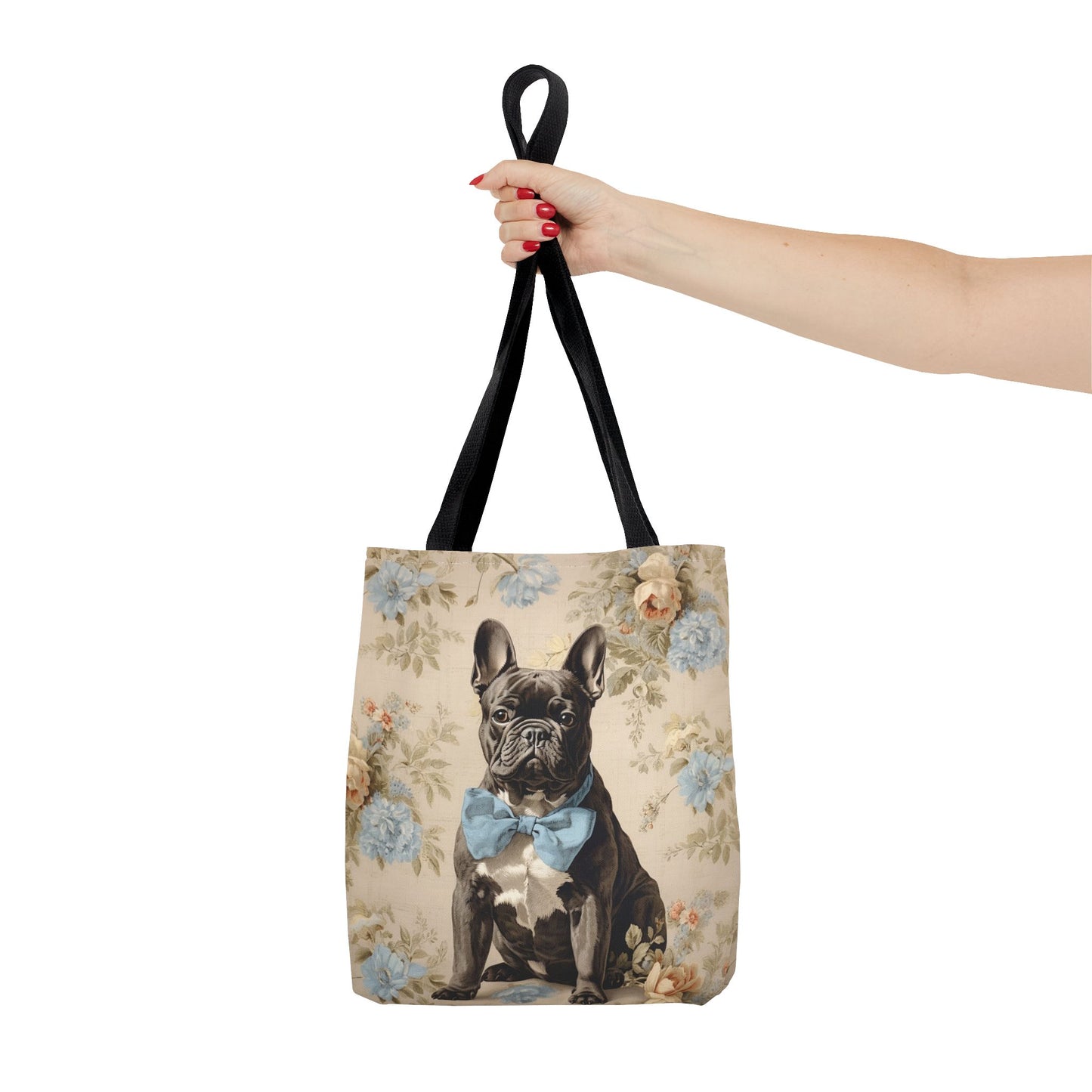 French Bulldog Floral Tote Bag with Vintage Charm