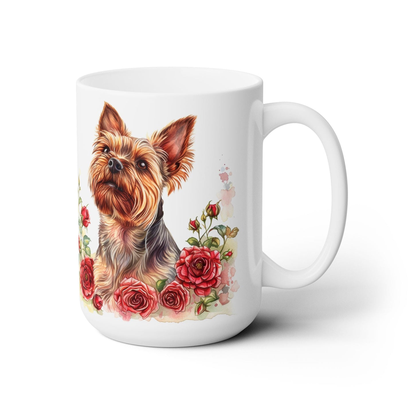 Yorkie Mom Mug – Yorkshire Terrier with Floral Design, Dog Lover Gift