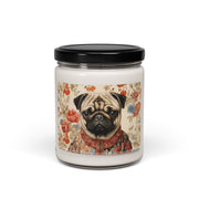 Pug Portrait Scented Candle – Vintage Floral Art Gift for Pet Lovers