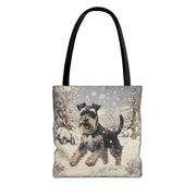 Festive Winter Schnauzer Tote Bag - Stylish Canvas Shopper