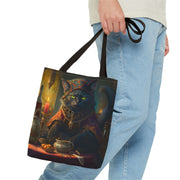 Mystic Black Cat Enchanted Tote Bag, Artistic Eco-Friendly Gift for Cat Lovers