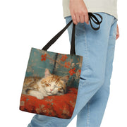 Tranquil Autumn Cat Tote Bag, Artistic Eco-Friendly Canvas for Cat Lovers