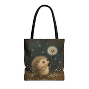 Hedgehog Whimsy Tote Bag, Dreamy Nature Canvas for Animal Lovers