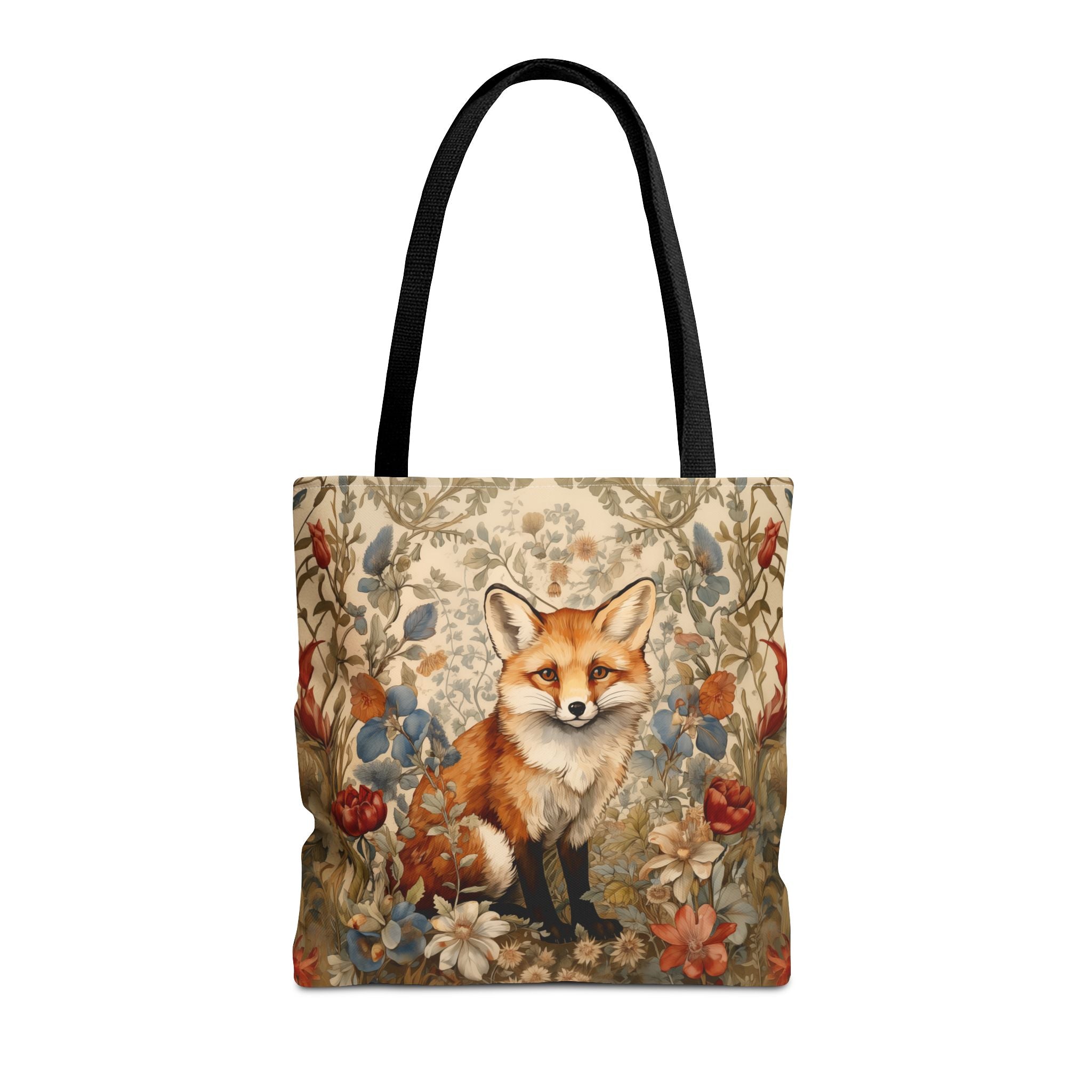 Floral Fox Canvas Tote Bag, Eco-Friendly and Nature-Inspired Accessory