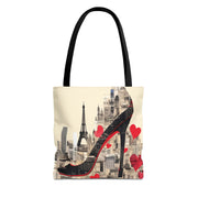 Parisian Glam High Heel Canvas Tote Bag, Stylish and Eco-Friendly Shopper