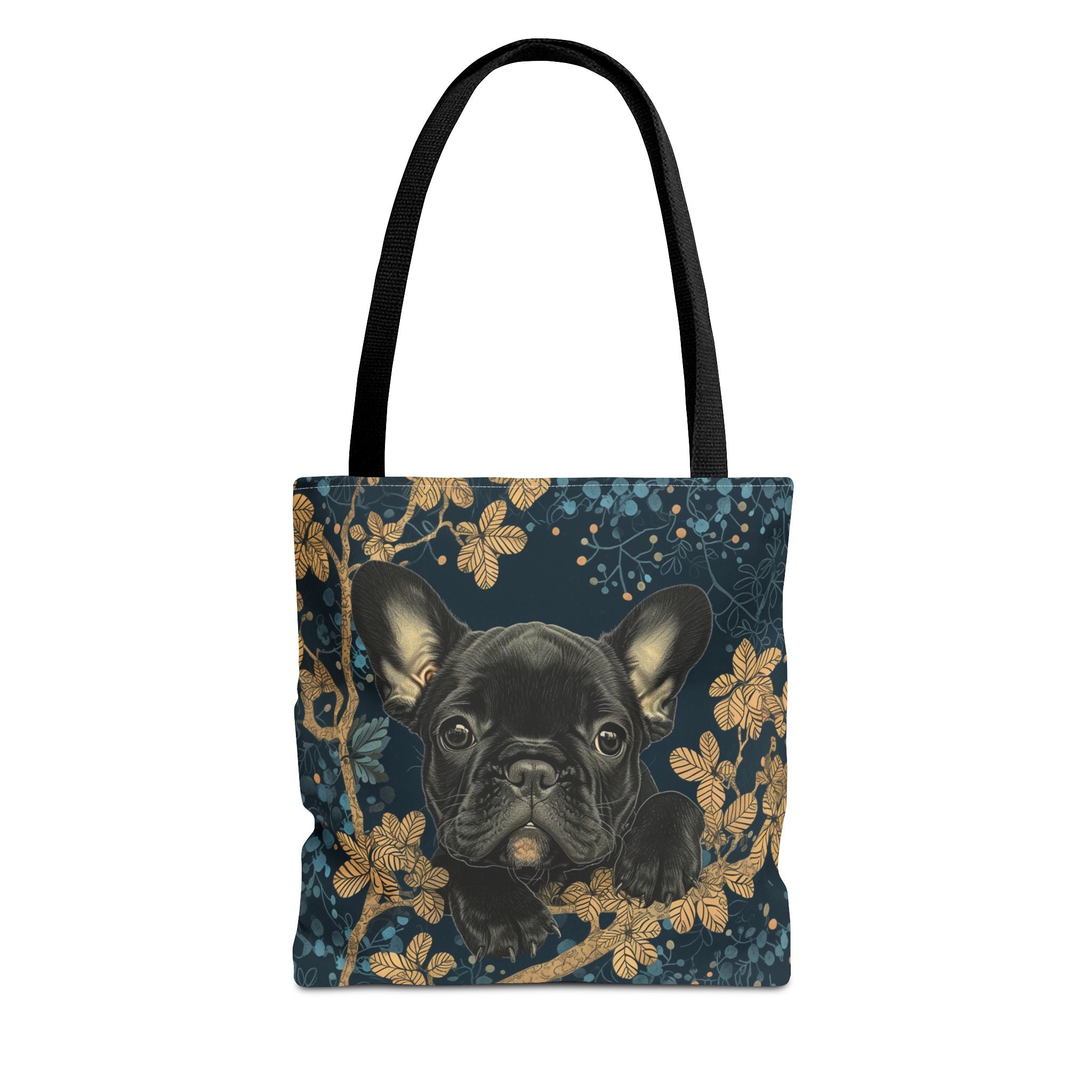 French Bulldog Midnight Blooms Tote Bag, Artistic Eco-Friendly Design