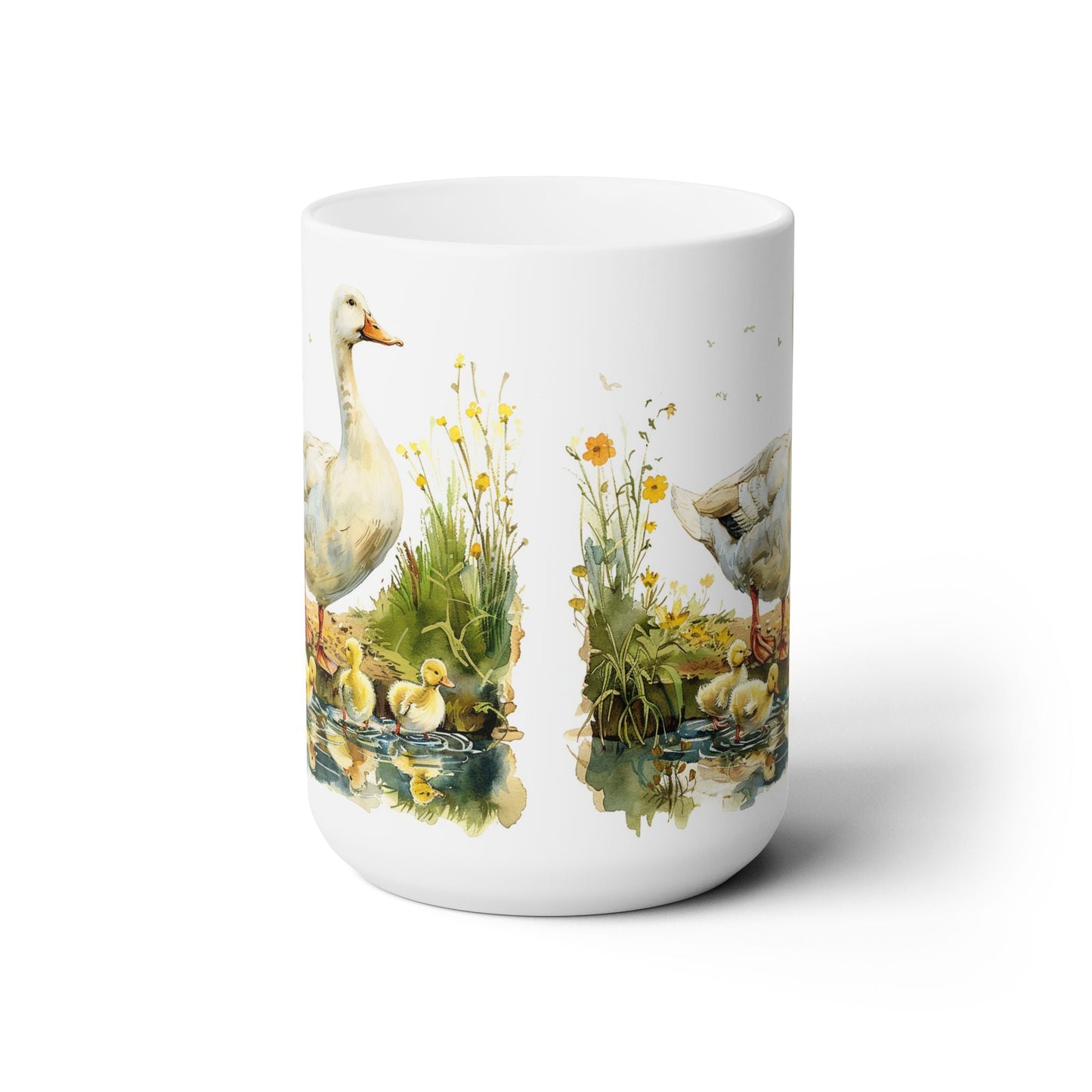 Mother Duck and Ducklings Nature-Themed Coffee Mug