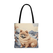 Pomeranian Bliss Tote Bag, Japanese Art Canvas Eco-Friendly Gift