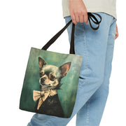 Chic Chihuahua Portrait Tote Bag, Elegant Eco-Friendly Canvas Design