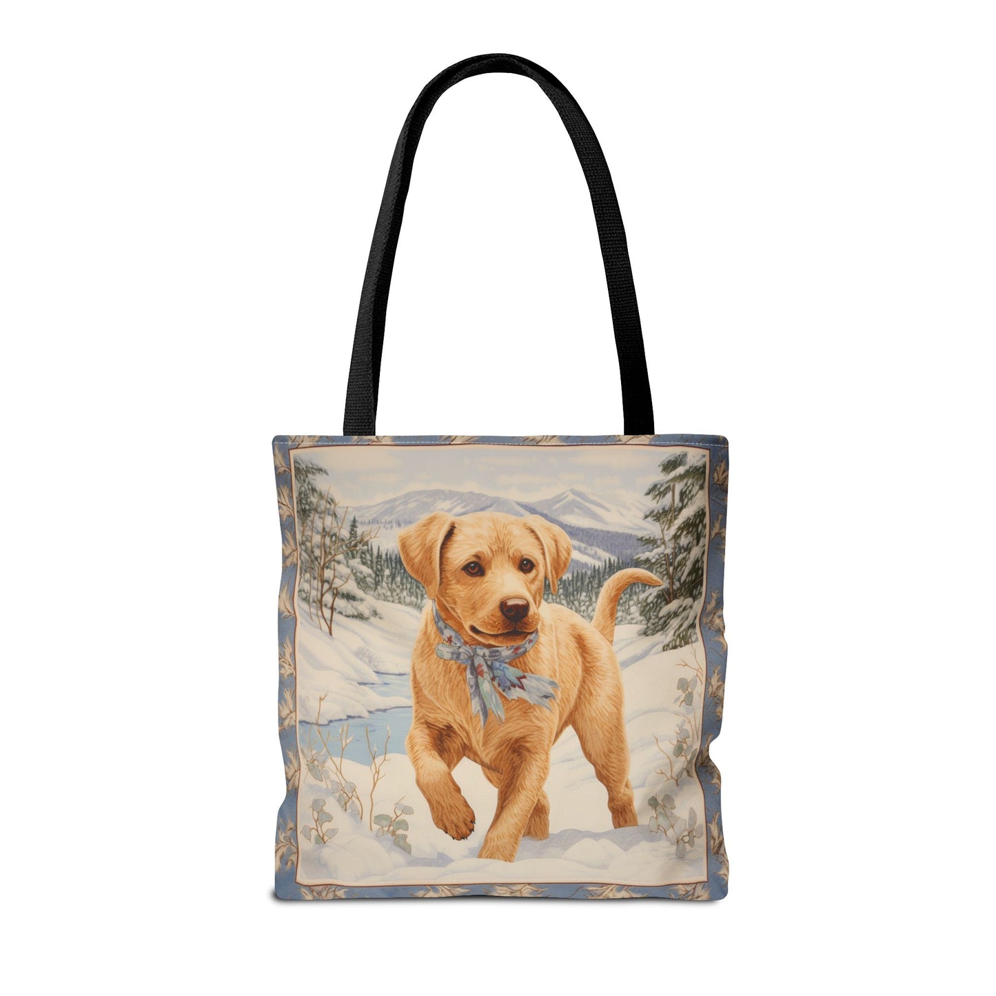 Golden Labrador Winter Tote Bag, Snowy Canvas Pet Lover Gift