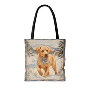 Golden Labrador Winter Tote Bag, Snowy Canvas Pet Lover Gift