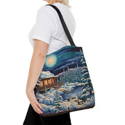 Cozy Winter Cabin Canvas Tote Bag – Eco-Friendly & Nature-Inspired