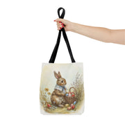 Easter Bunny Tapestry Tote, Spring Canvas Bag for Shopping & Gifts