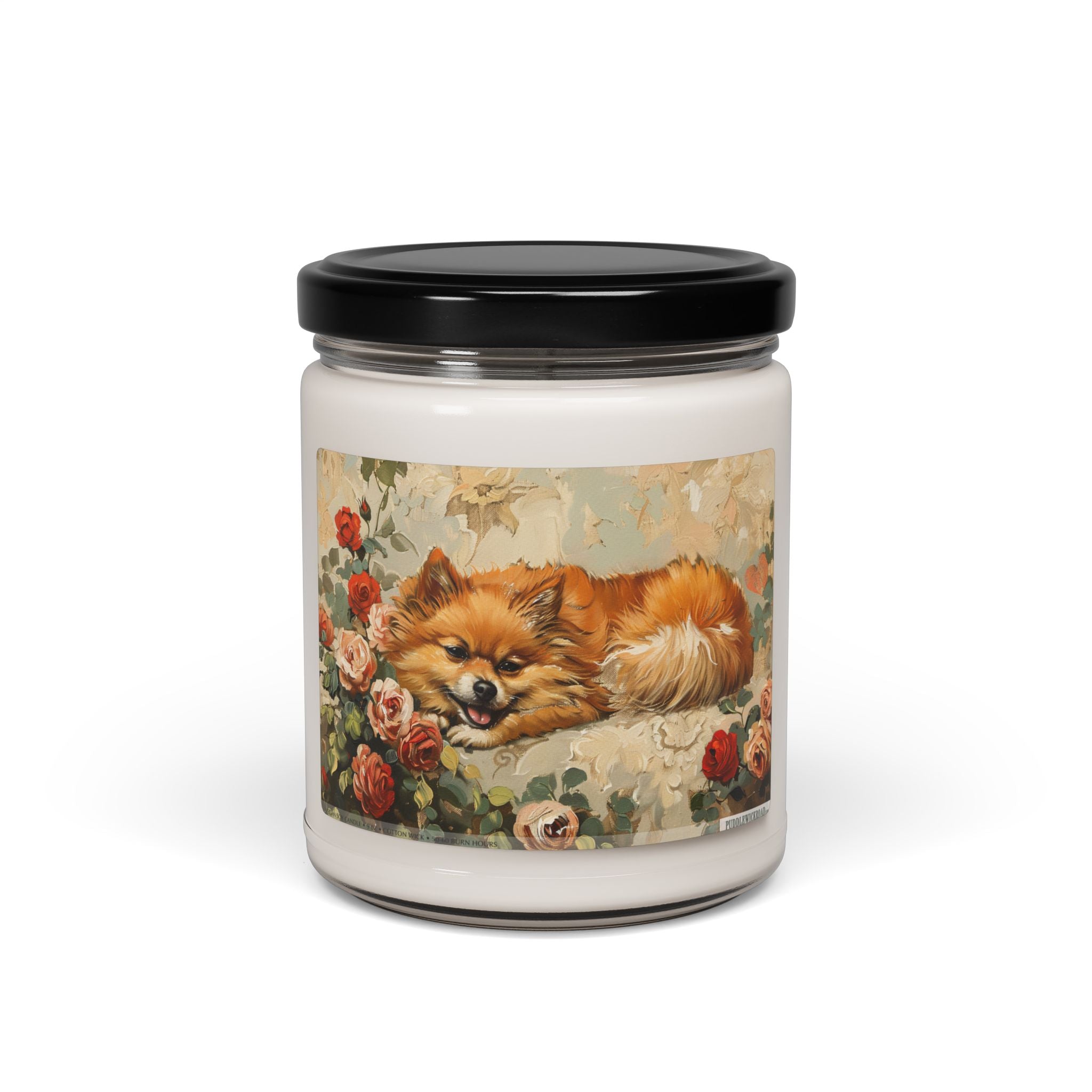 Pomeranian Bliss Vintage Rose Candle Gift