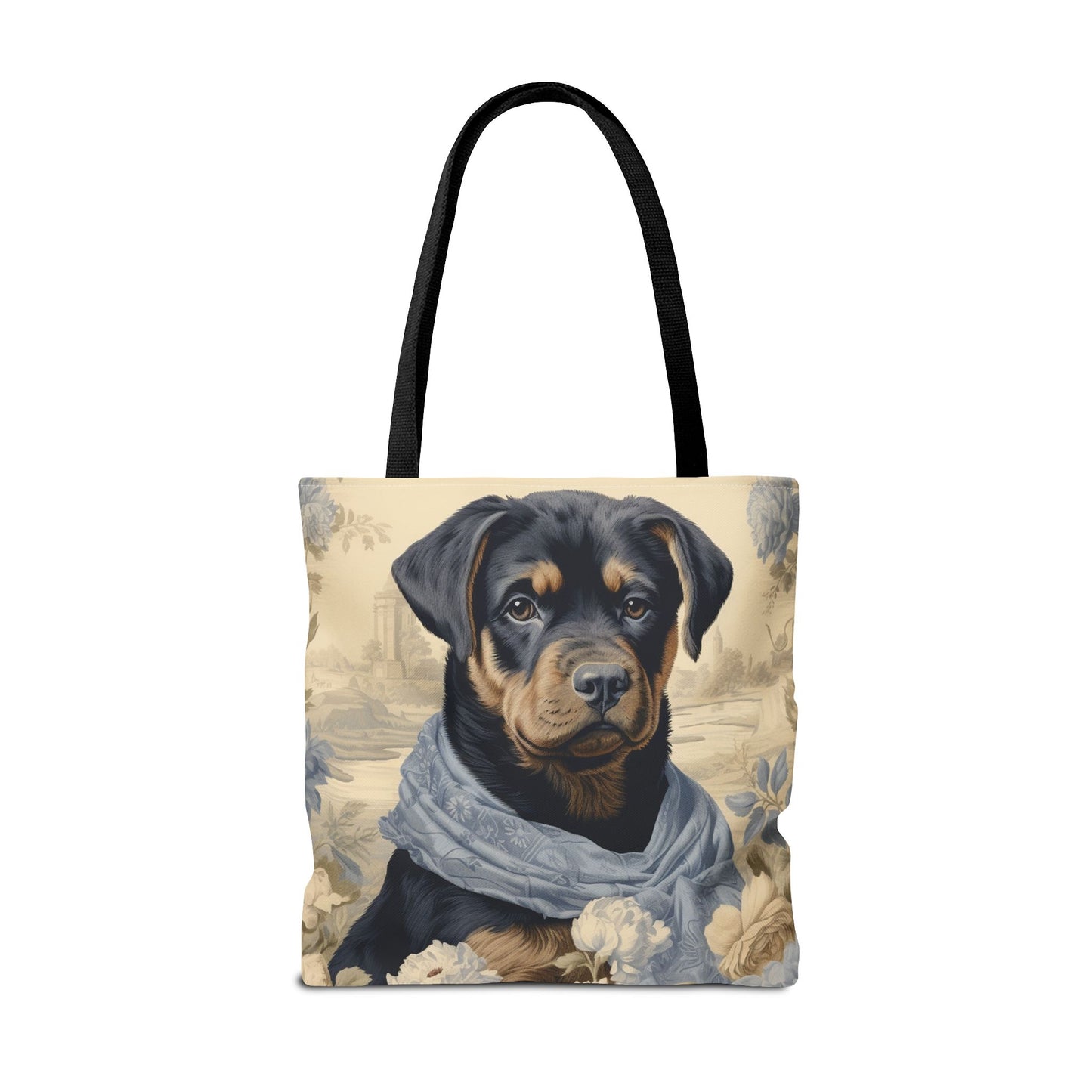 Rottweiler Elegance Tote Bag with Floral and Vintage Charm