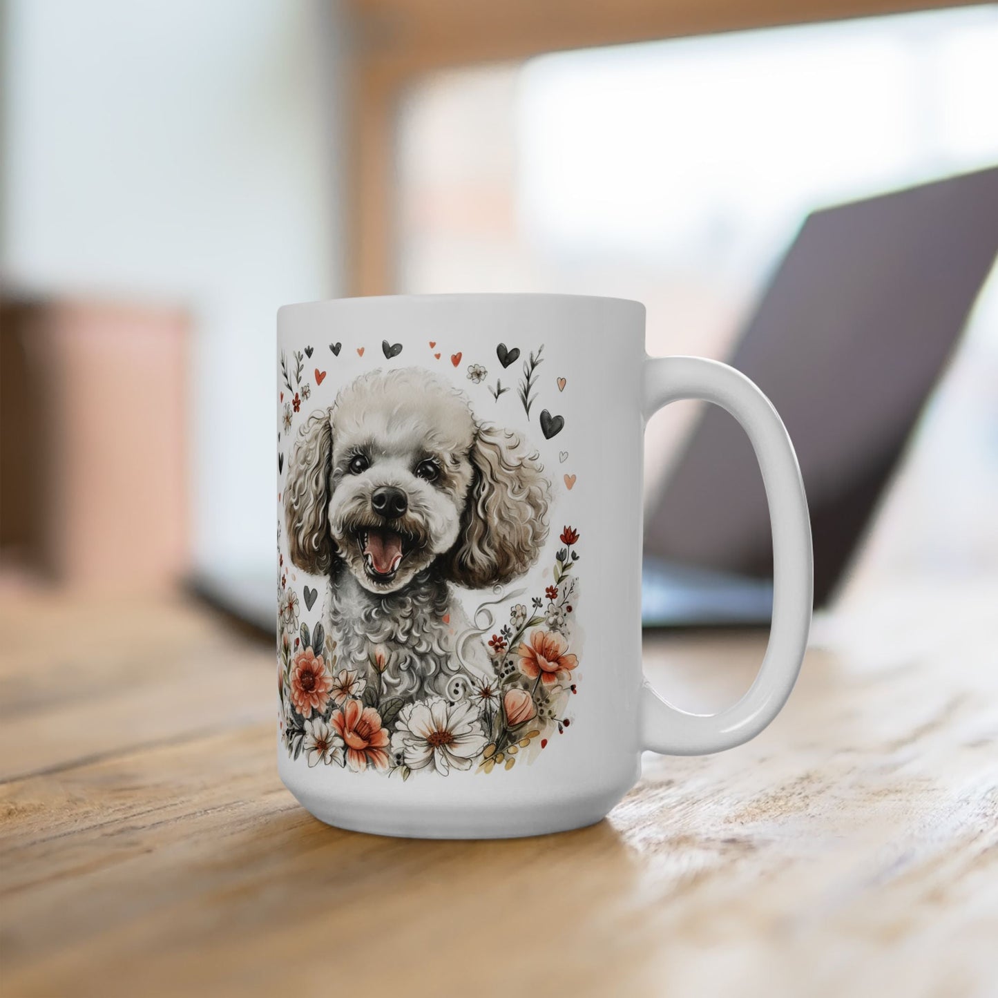 Adorable Poodle Lover’s Floral Coffee Mug – Perfect Gift for Dog Moms