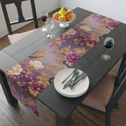 Amethyst Bloom Table Runner | Purple and Gold Floral Décor (72" or 90")