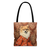 Royal Pomeranian Floral Tote Bag - Elegant Shopping & Gift Idea