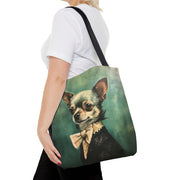 Chic Chihuahua Portrait Tote Bag, Elegant Eco-Friendly Canvas Design