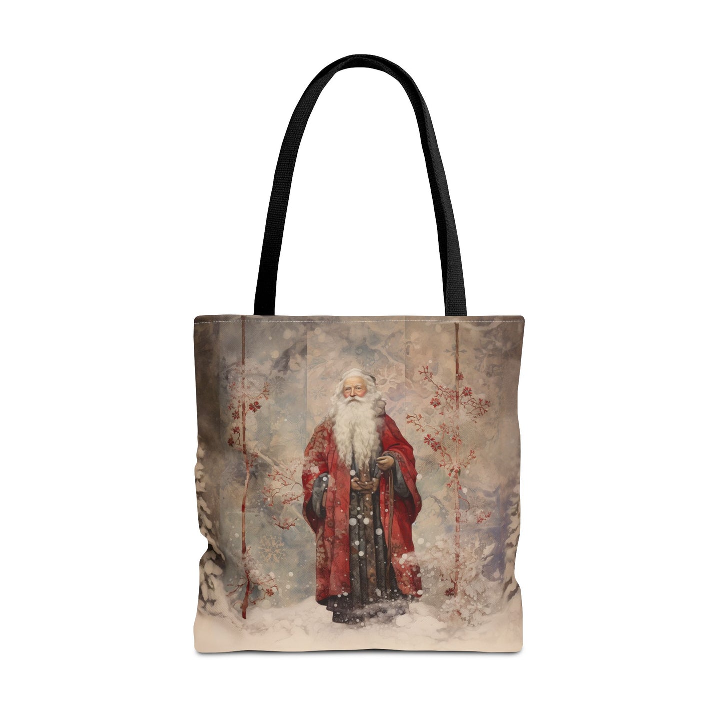 Vintage Santa Claus Canvas Tote Bag - Christmas Market & Gift Shopping Essential