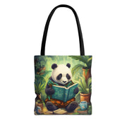 Whimsical Panda Reading Tote Bag, Eco-Friendly Shopper for Book Lovers