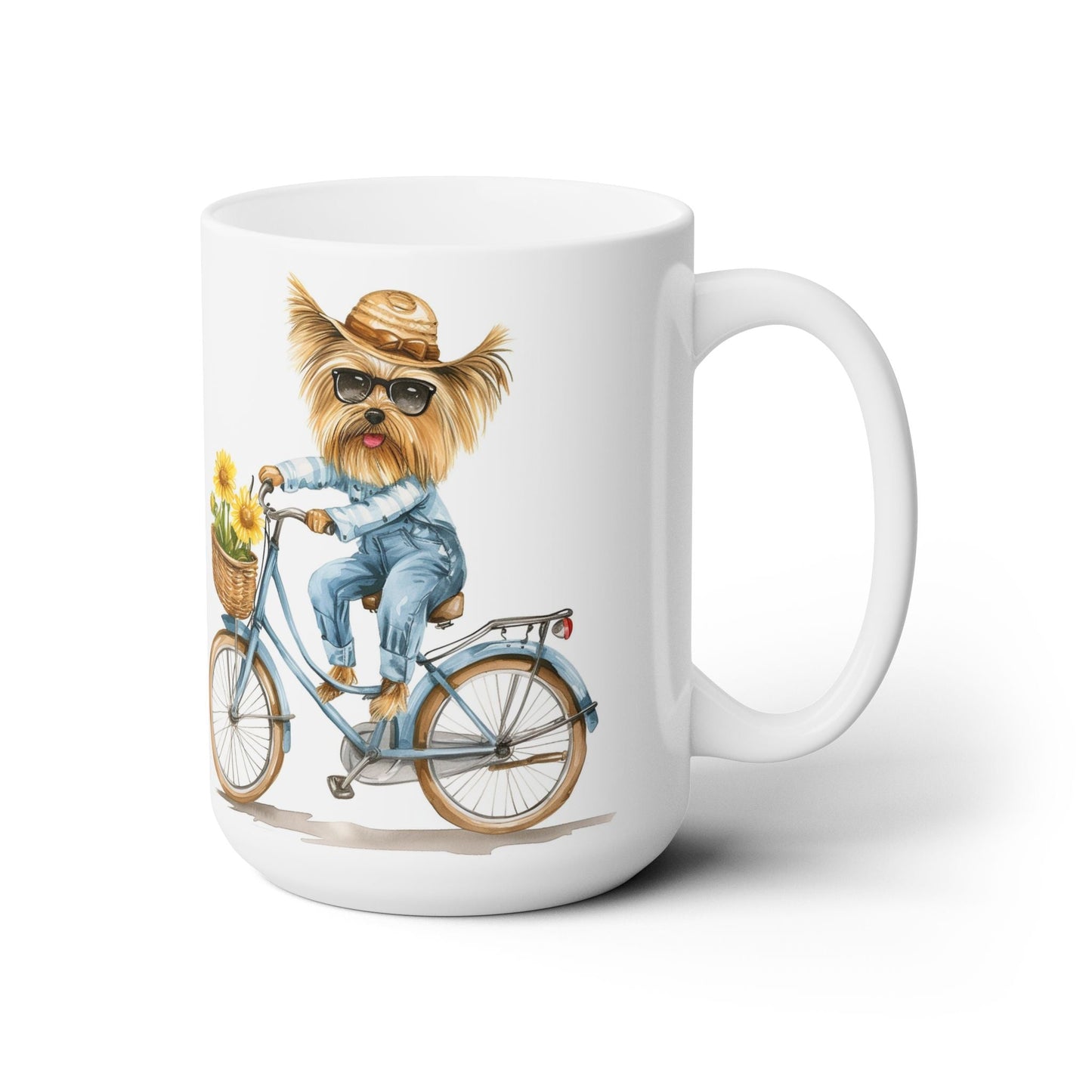 Yorkie on a Bike Mug - Cute Yorkshire Terrier Coffee Cup Gift