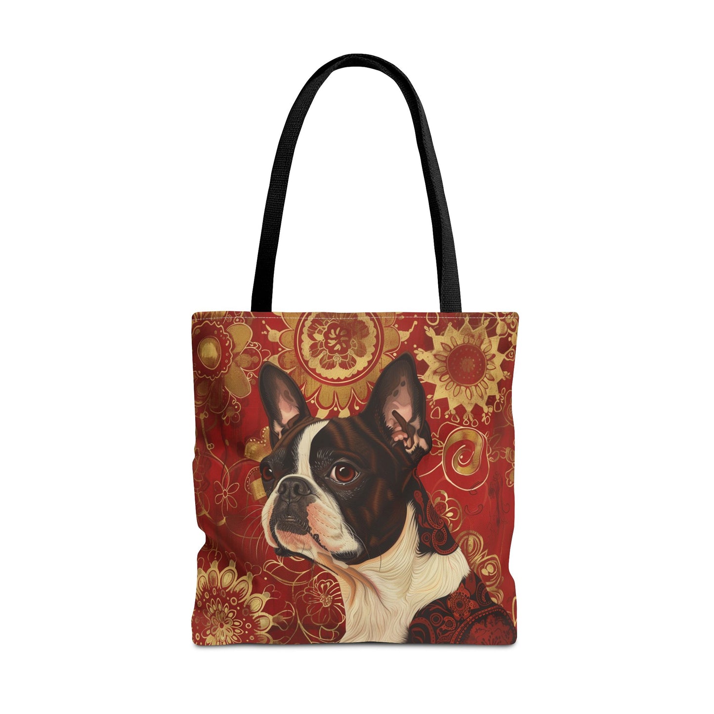 Charming Boston Terrier Tote Bag with Vibrant Floral Design