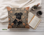 Elegant Pug-Inspired Floral Throw Pillow for Modern Home Décor