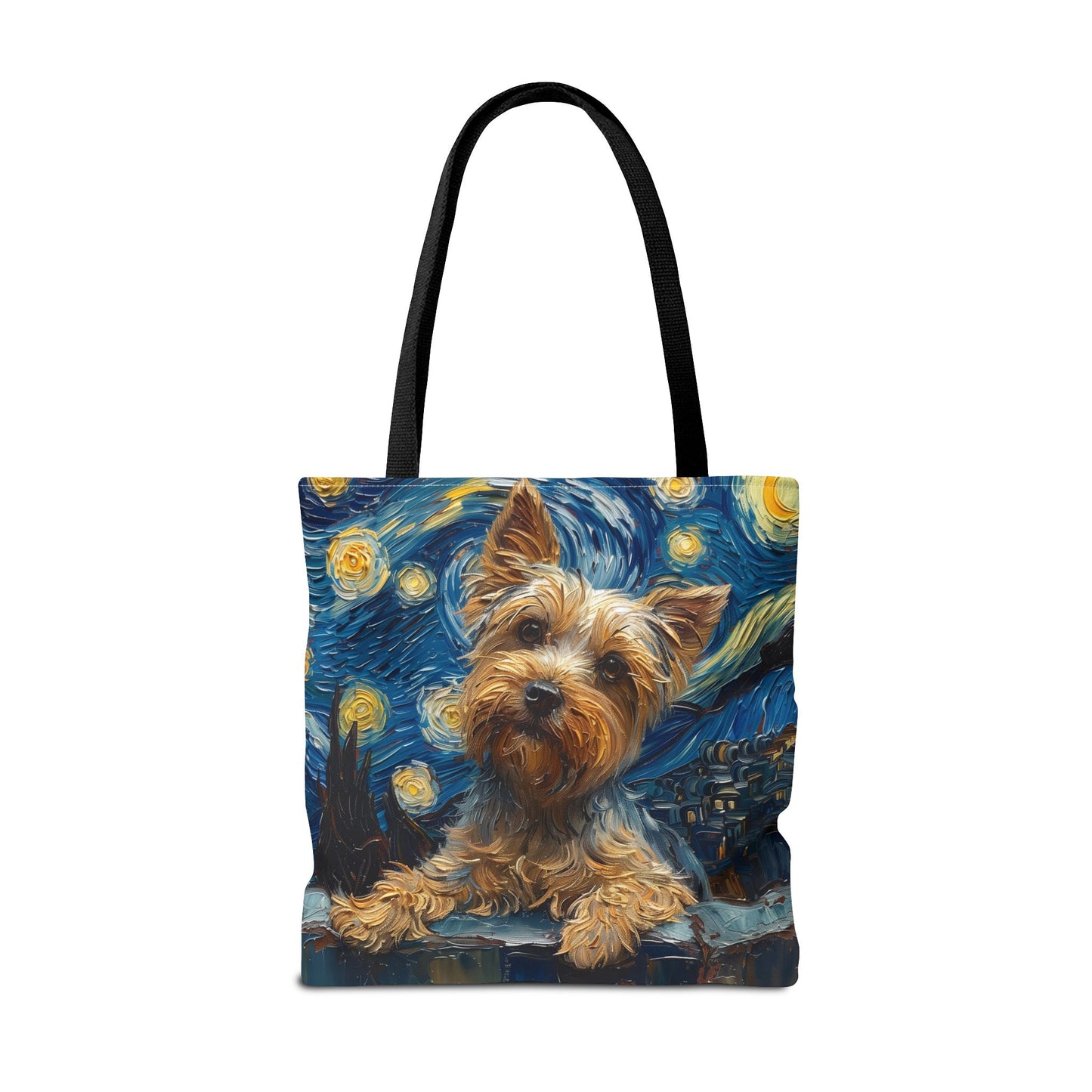 Starry Night Yorkie Tote Bag - Eco-Friendly Canvas for Dog Lovers