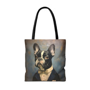 French Bulldog Aristocrat Canvas Tote Bag, Stylish Dog Lover Gift