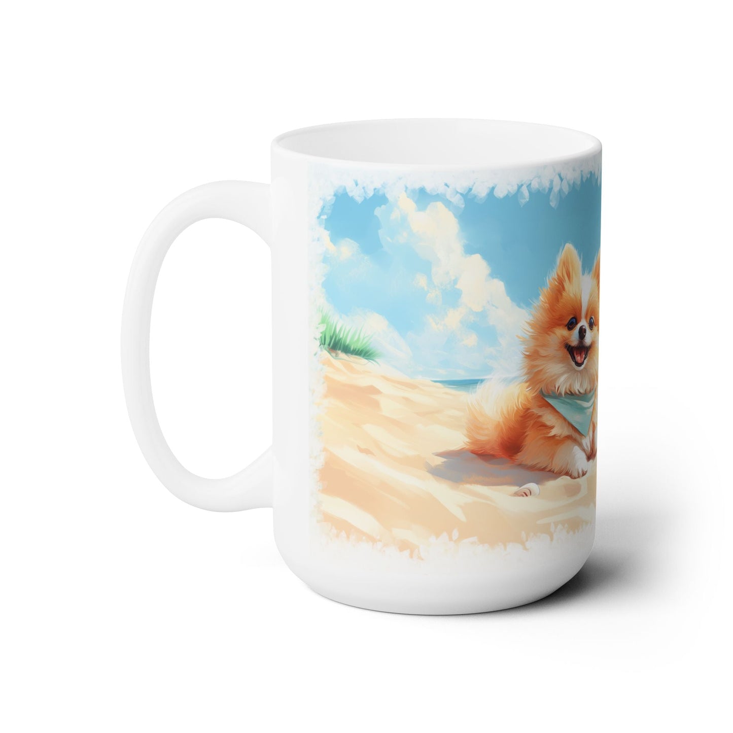 Pomeranian Summer Beach Mug | Adorable Coastal Dog Lover Cup