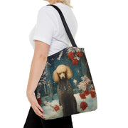 Refined Winter Poodle Tote Bag, Artistic Eco-Friendly Canvas Gift