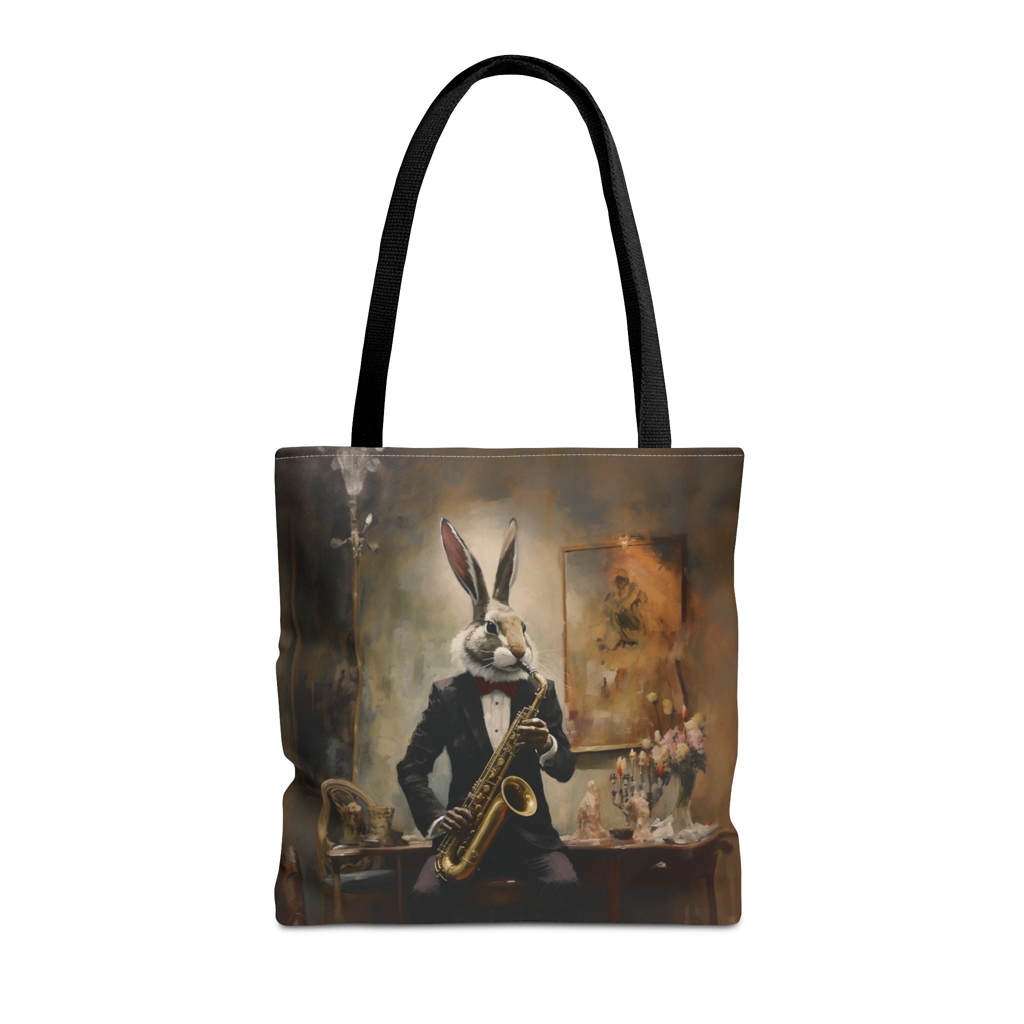 Sophisticated Saxophone Bunny Tote Bag – Stylish Canvas for Music Lovers