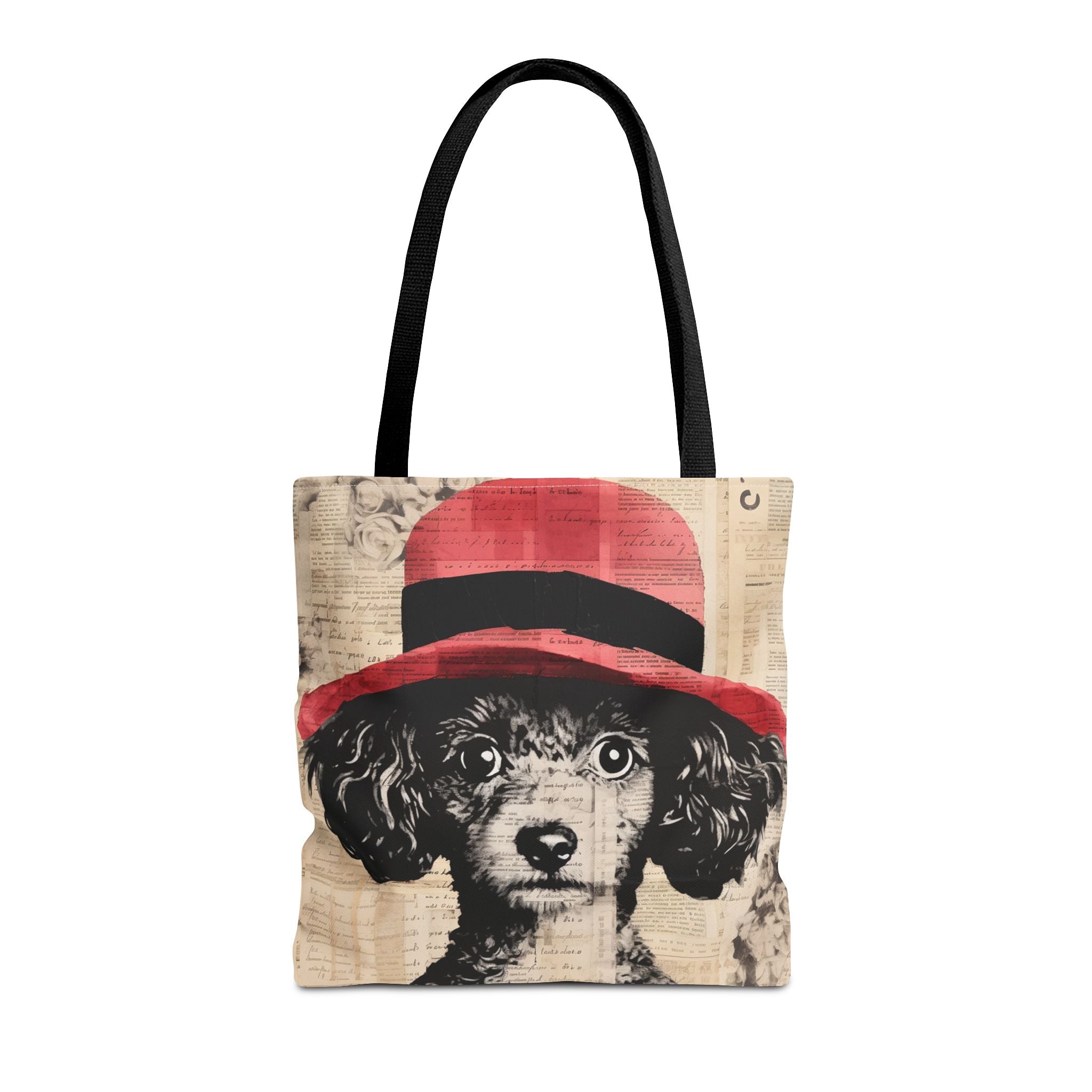 Sophisticated Poodle Tote Bag – Chic Red Hat Design Canvas Tote