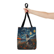 Starry Cavalier Tote Bag, Van Gogh Inspired Eco-Friendly Dog Lover Gift