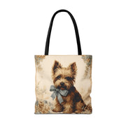 Yorkshire Terrier Tote Bag with Floral Design, Artistic Dog Lover Gift