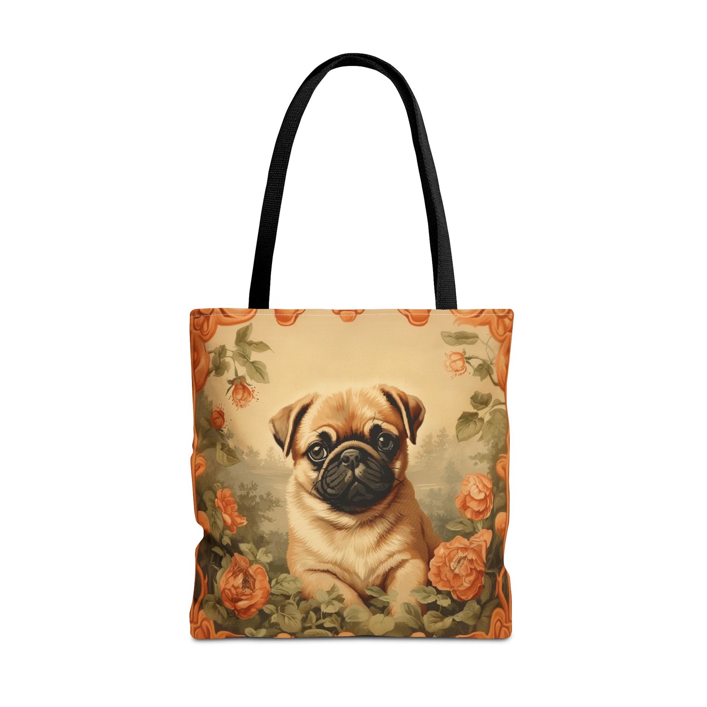 Charming Pug Floral Tote Bag, Perfect for Dog Lovers and Gifts