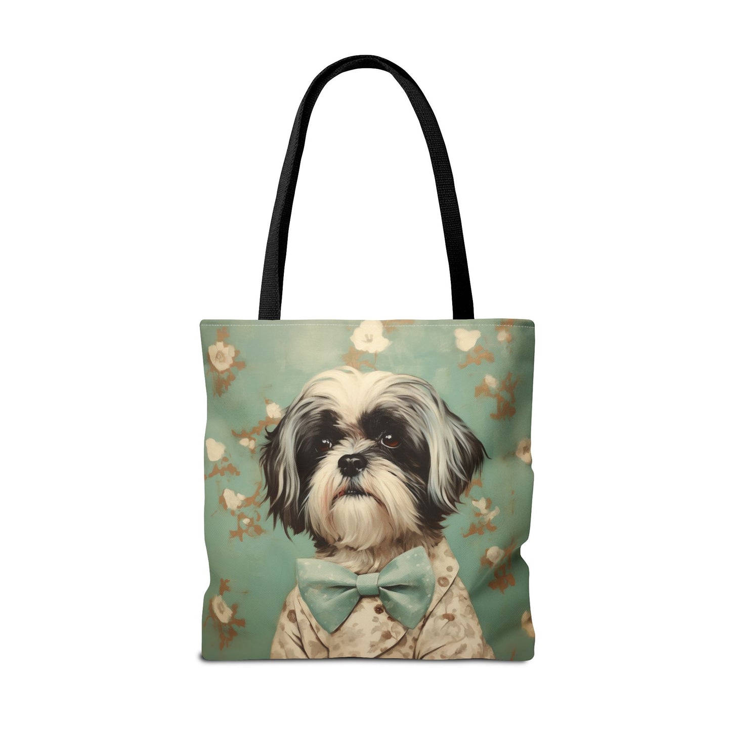 Shih Tzu Chic Tote Bag, Adorable Floral Canvas Market Bag for Dog Lovers