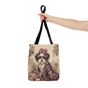 Shih Tzu Floral Elegance Tote Bag for Stylish Dog Lovers