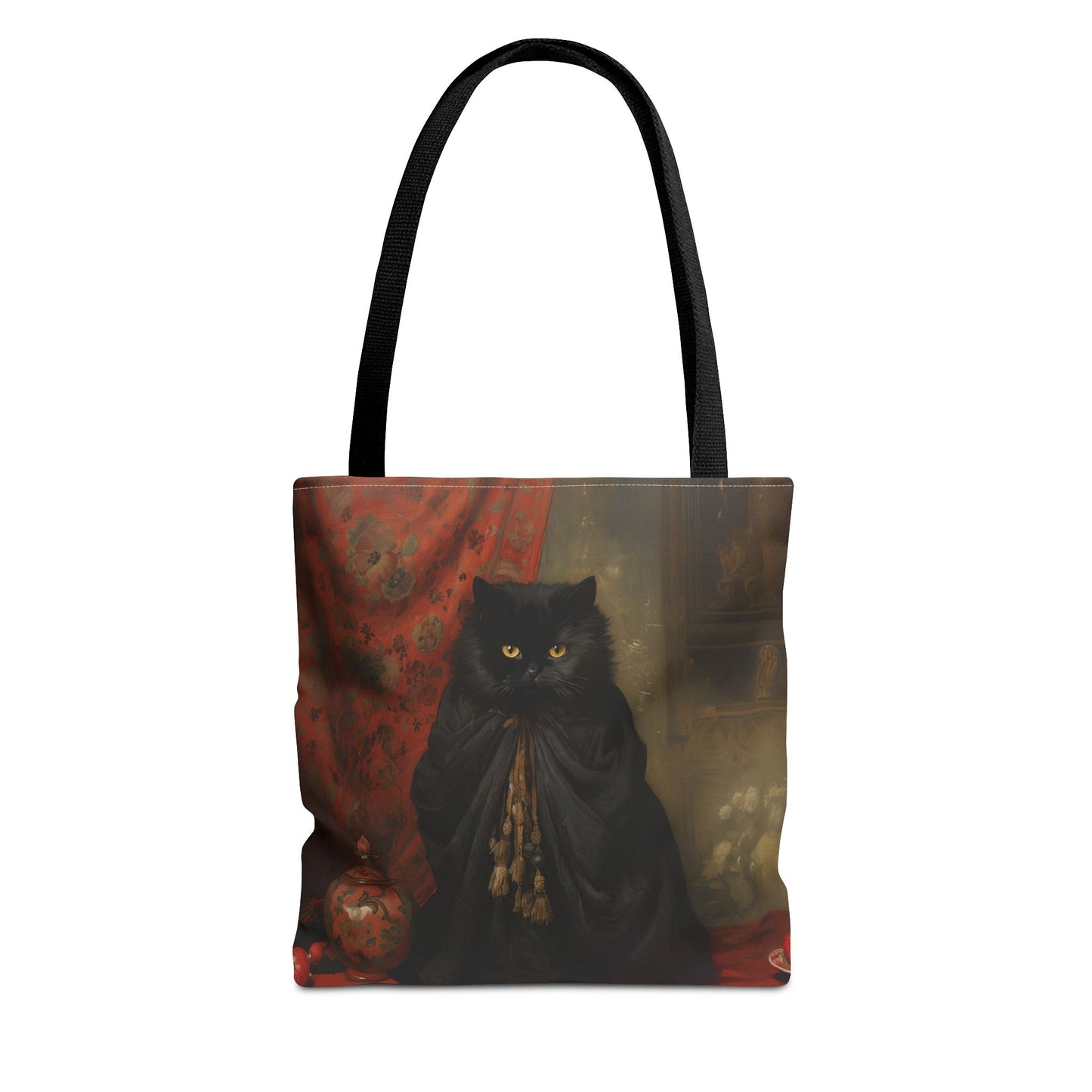 Regal Black Cat Tote Bag, Art-Inspired Canvas for Cat Lovers